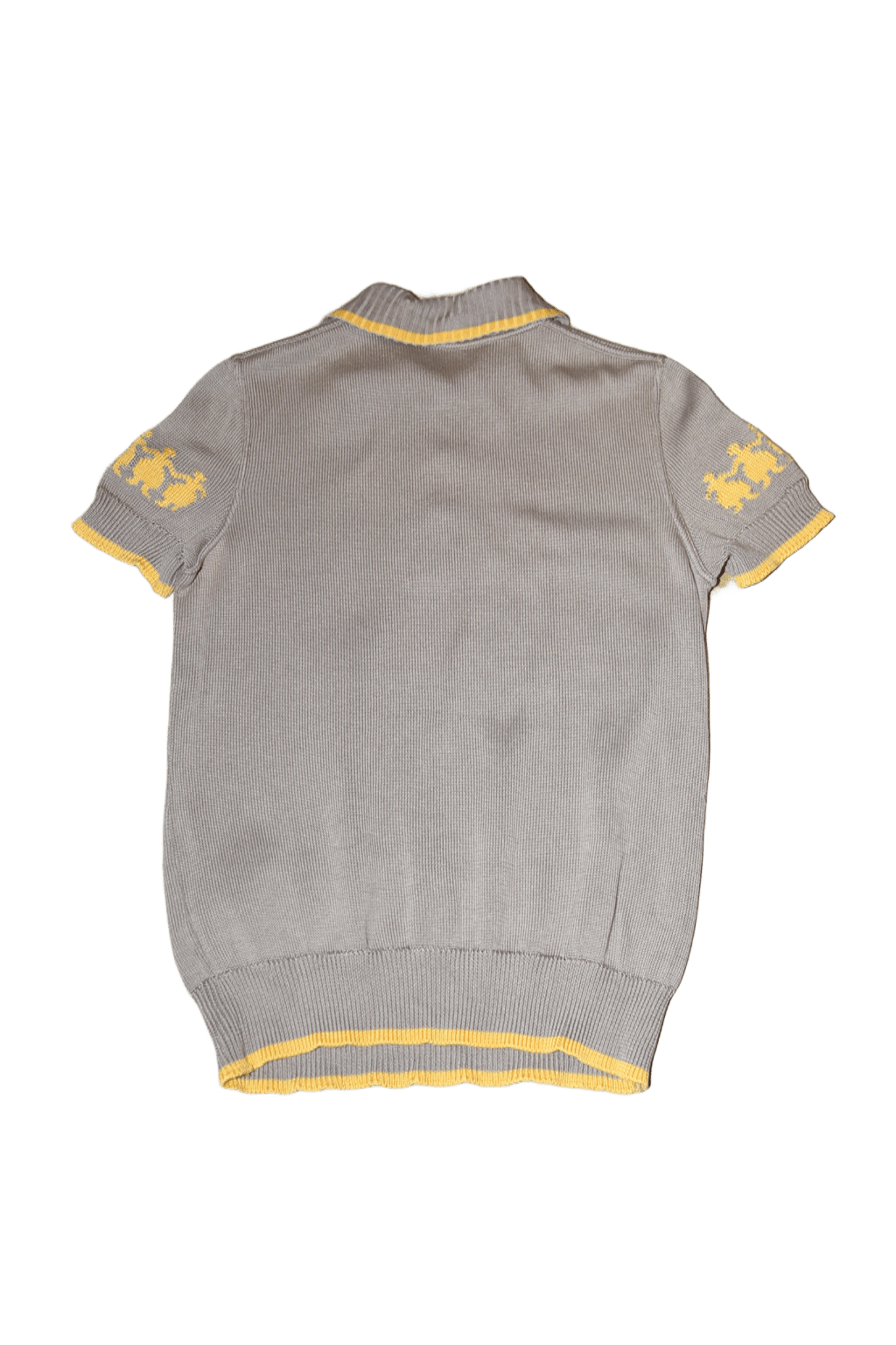 1970 FENDI / FILOSCOZIA COTTON KNIT POLO SHIRT WITH INTARSIA