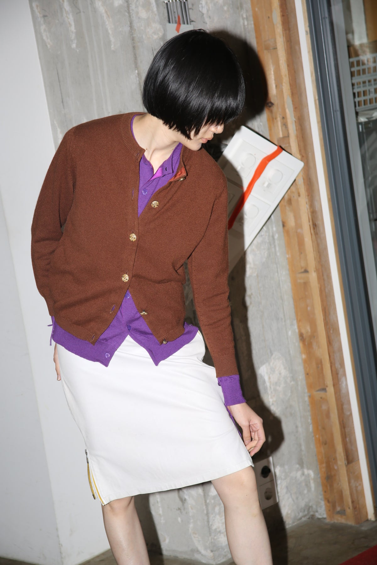 1980 BALLANTYNE / CASHMERE KNIT CARDIGAN IN BROWN