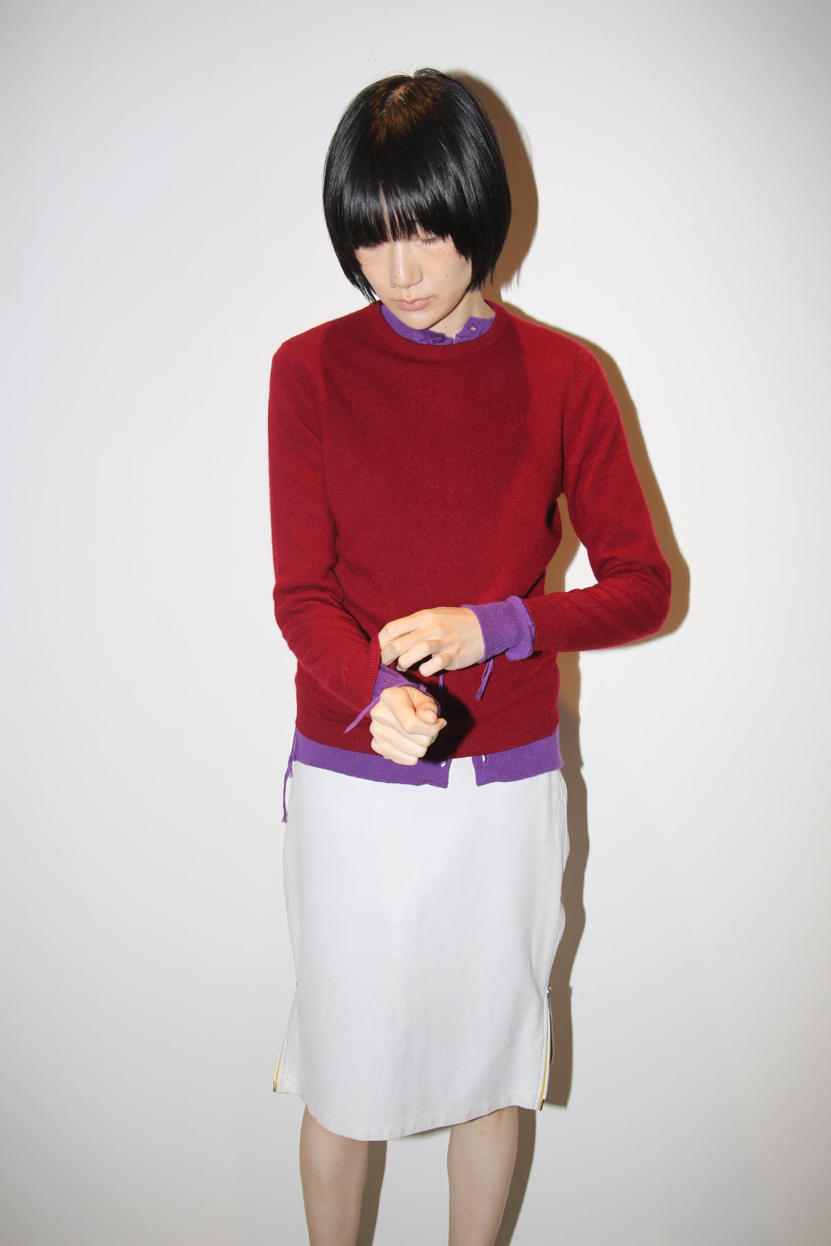 1980 BALLANTYNE / CASHEMRE CREW NECK SWEATER IN BURGUNDY