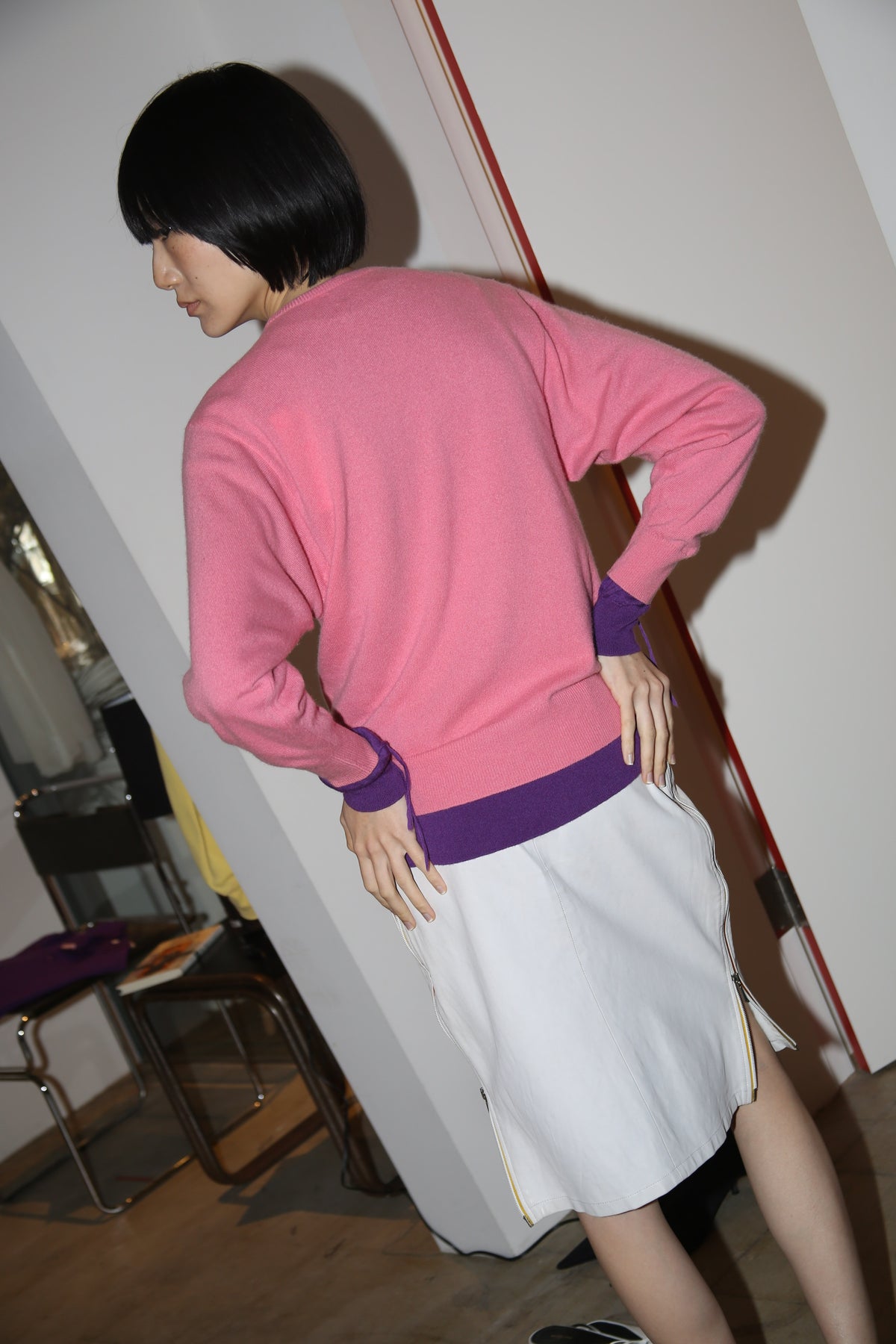 1980 BALLANTYNE / CREW NECK CASHMERE KNIT SWEATER IN PINK