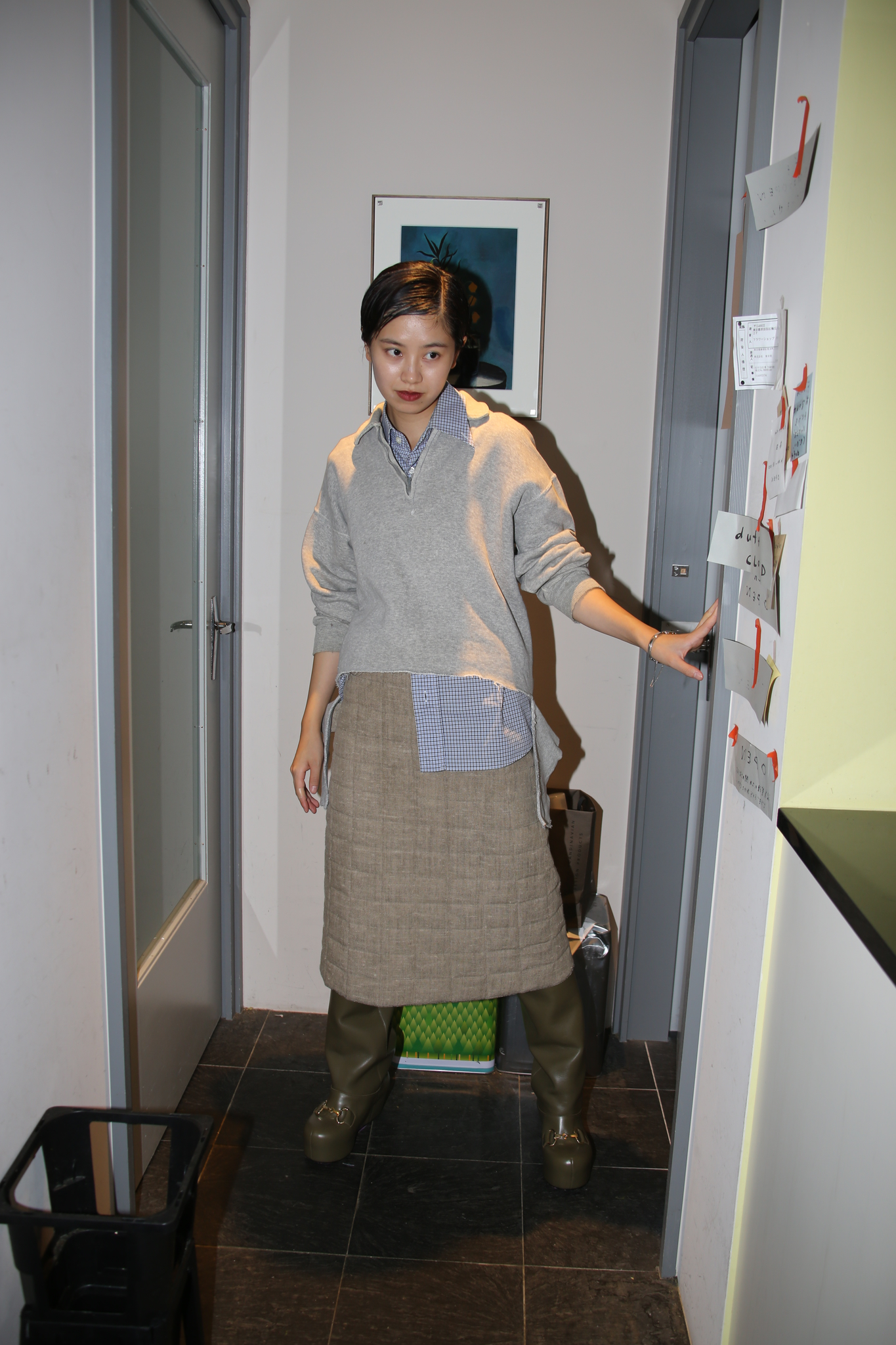 PF2019 BOTTEGA VENETA / PADDED MIDI SKIRT IN QUILTING LINEN