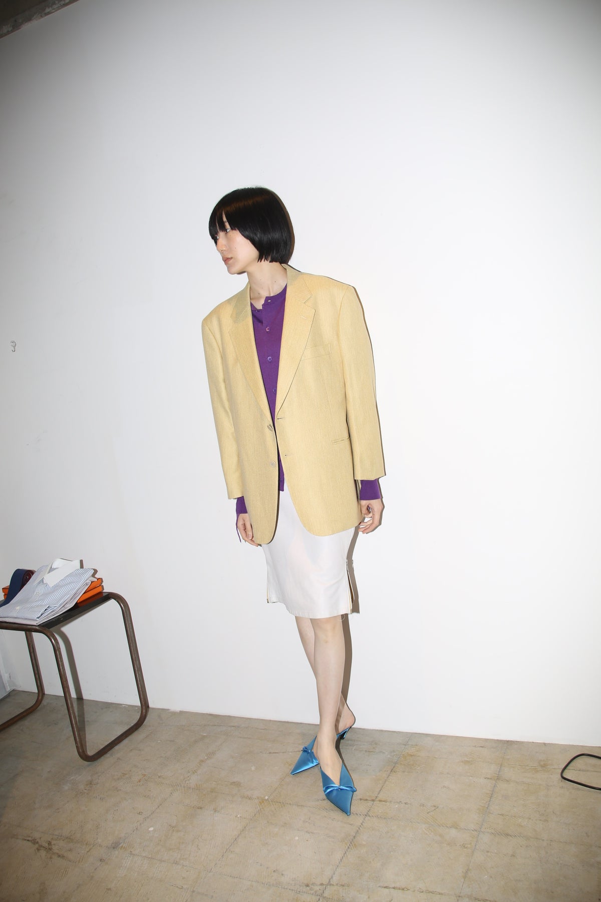 1990 HENRY POOLE × LORO PIANA / CASHMERE TAILORED JACKET IN LEMON BEIGE