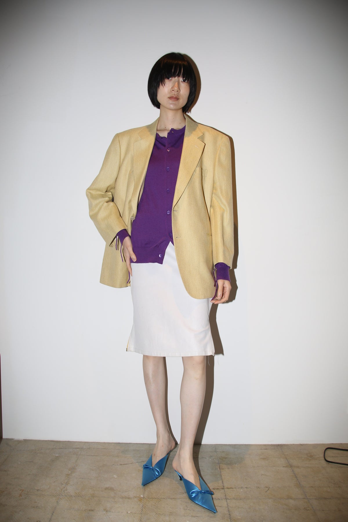1990 HENRY POOLE × LORO PIANA / CASHMERE TAILORED JACKET IN LEMON BEIGE