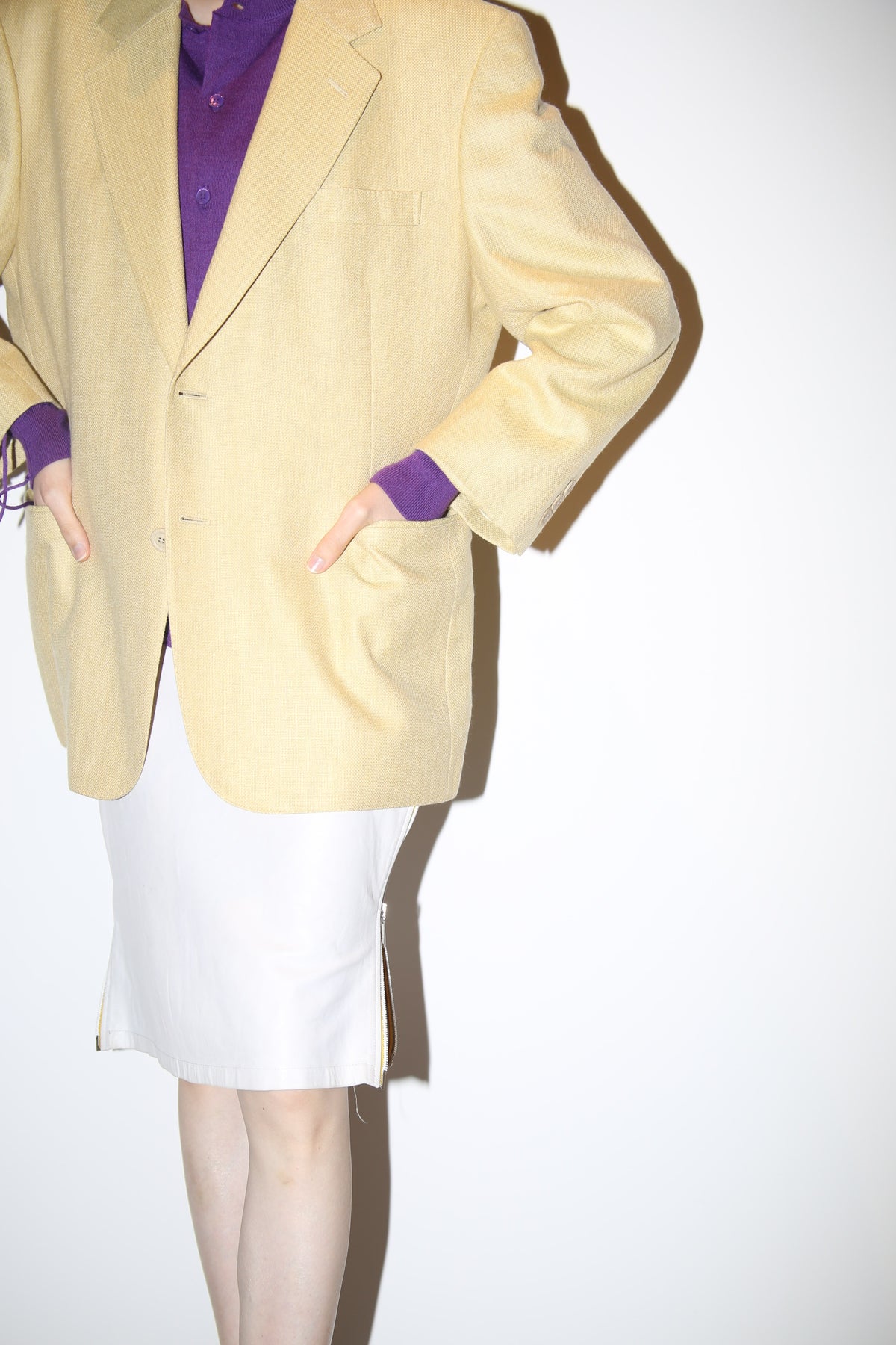 1990 HENRY POOLE × LORO PIANA / CASHMERE TAILORED JACKET IN LEMON BEIGE