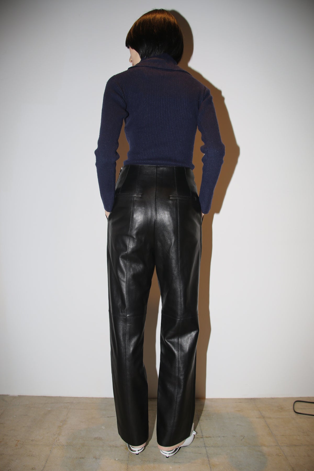 2010 HERMES / LEATHER BELTED TROUSER IN BLACK : DEADSTOCK
