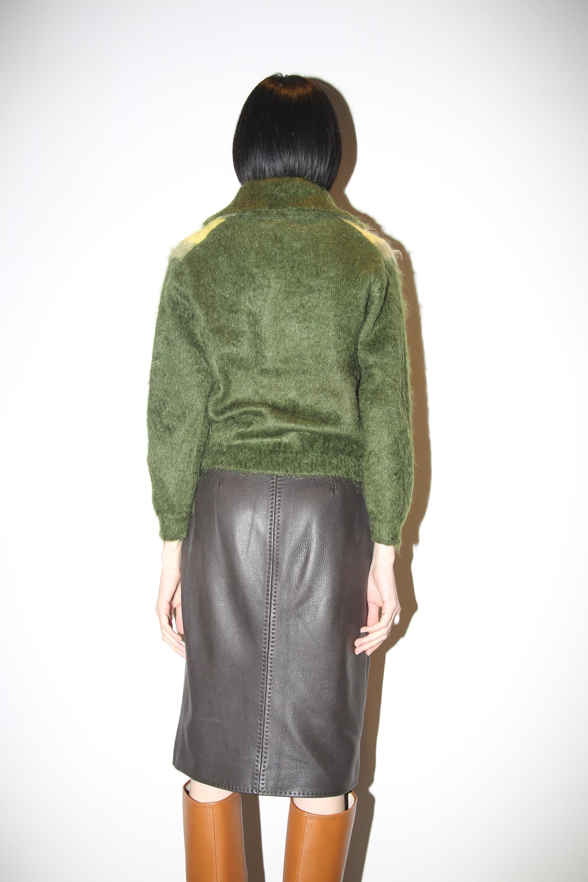 2000 LORO PIANA / DEER SKIN LEATHER SKIRT WITH HAND STITCH