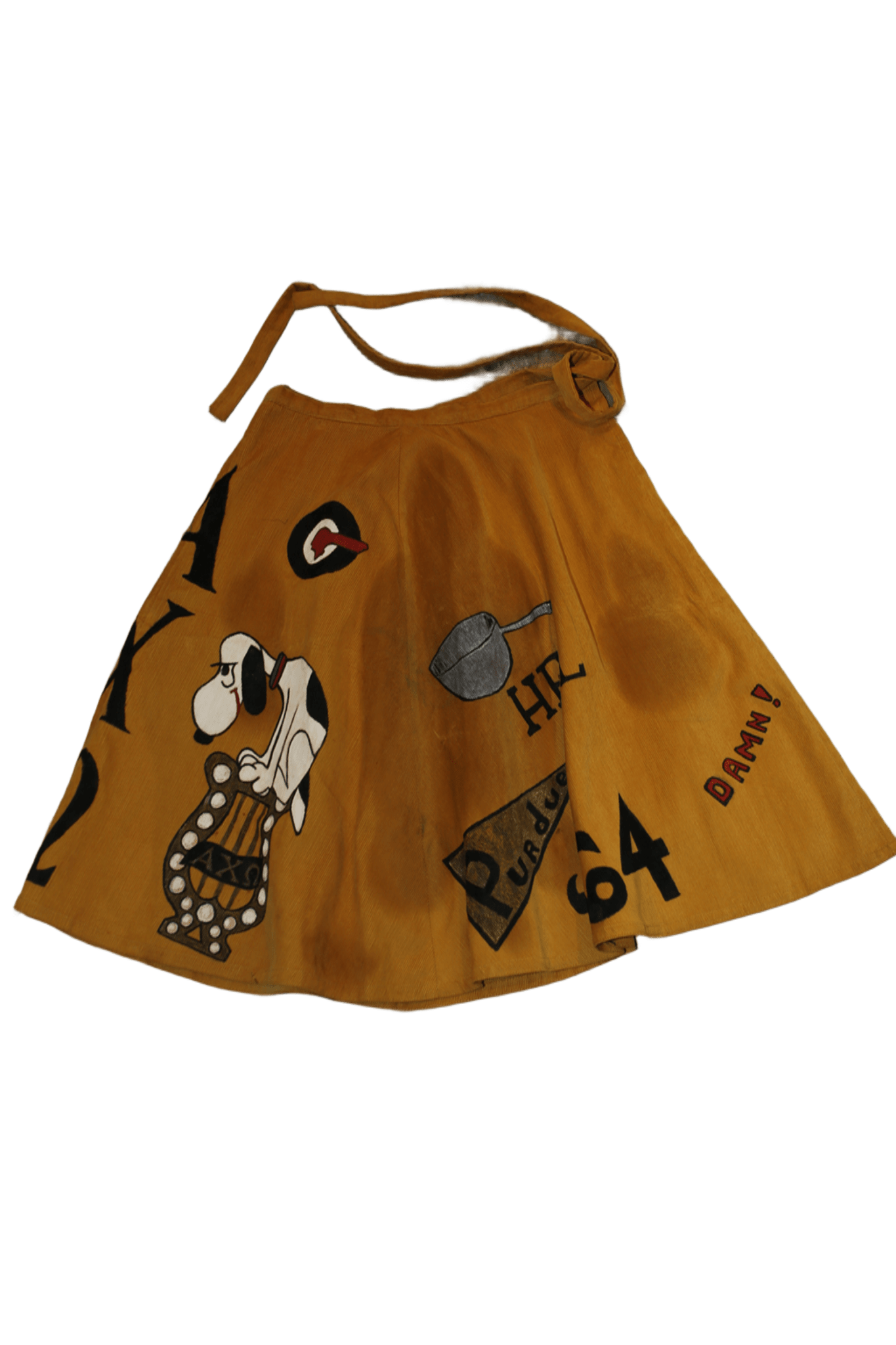 1960 VINTAGE / HAND PAINTING SENIOR CORDS WRAP SKIRT