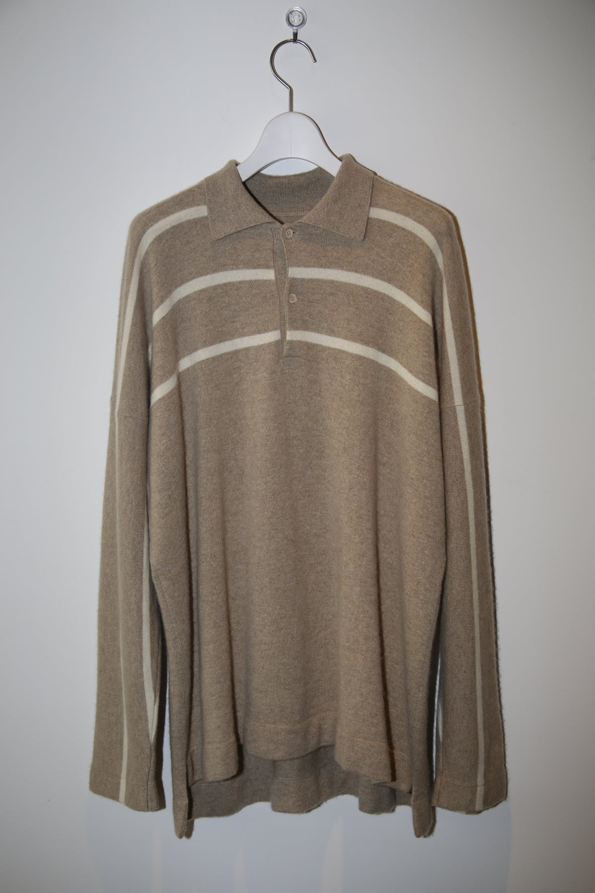 1980 HERNO / CASHMERE KNIT POLO SWEATER WITH STRIPE
