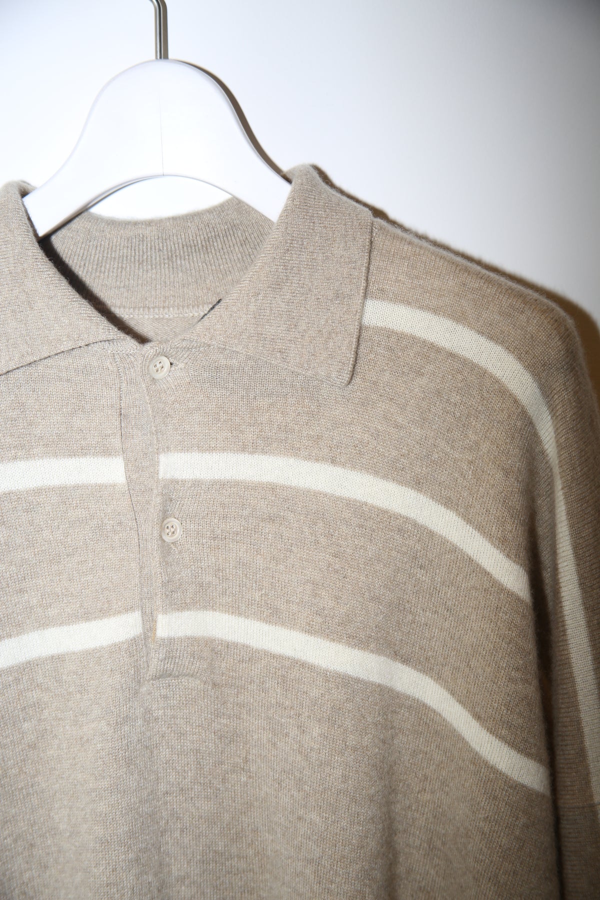1980 HERNO / CASHMERE KNIT POLO SWEATER WITH STRIPE