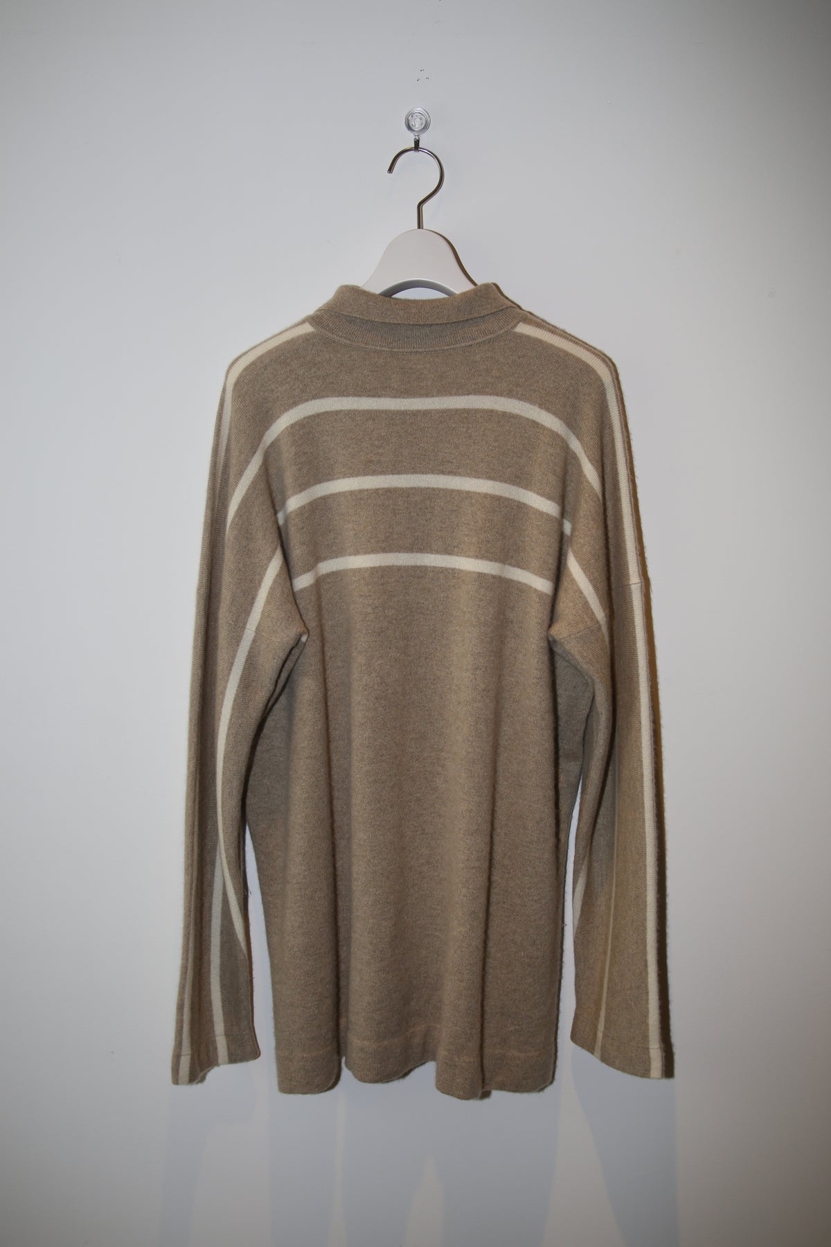 1980 HERNO / CASHMERE KNIT POLO SWEATER WITH STRIPE