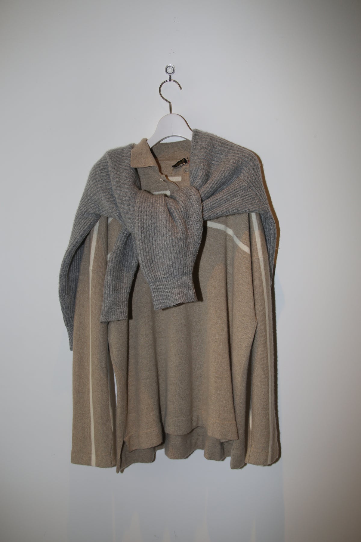 1980 HERNO / CASHMERE KNIT POLO SWEATER WITH STRIPE