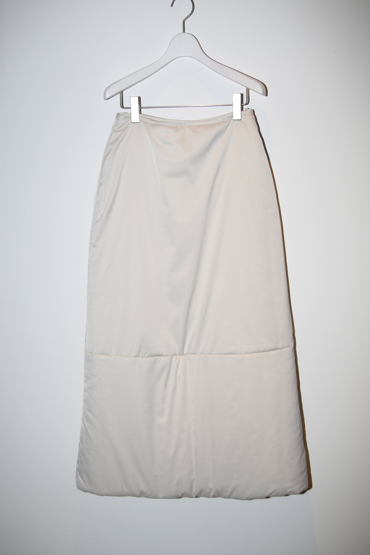 2000 JEAN PAUL GAULTIER / NYLON DUVET SKIRT IN WHITE