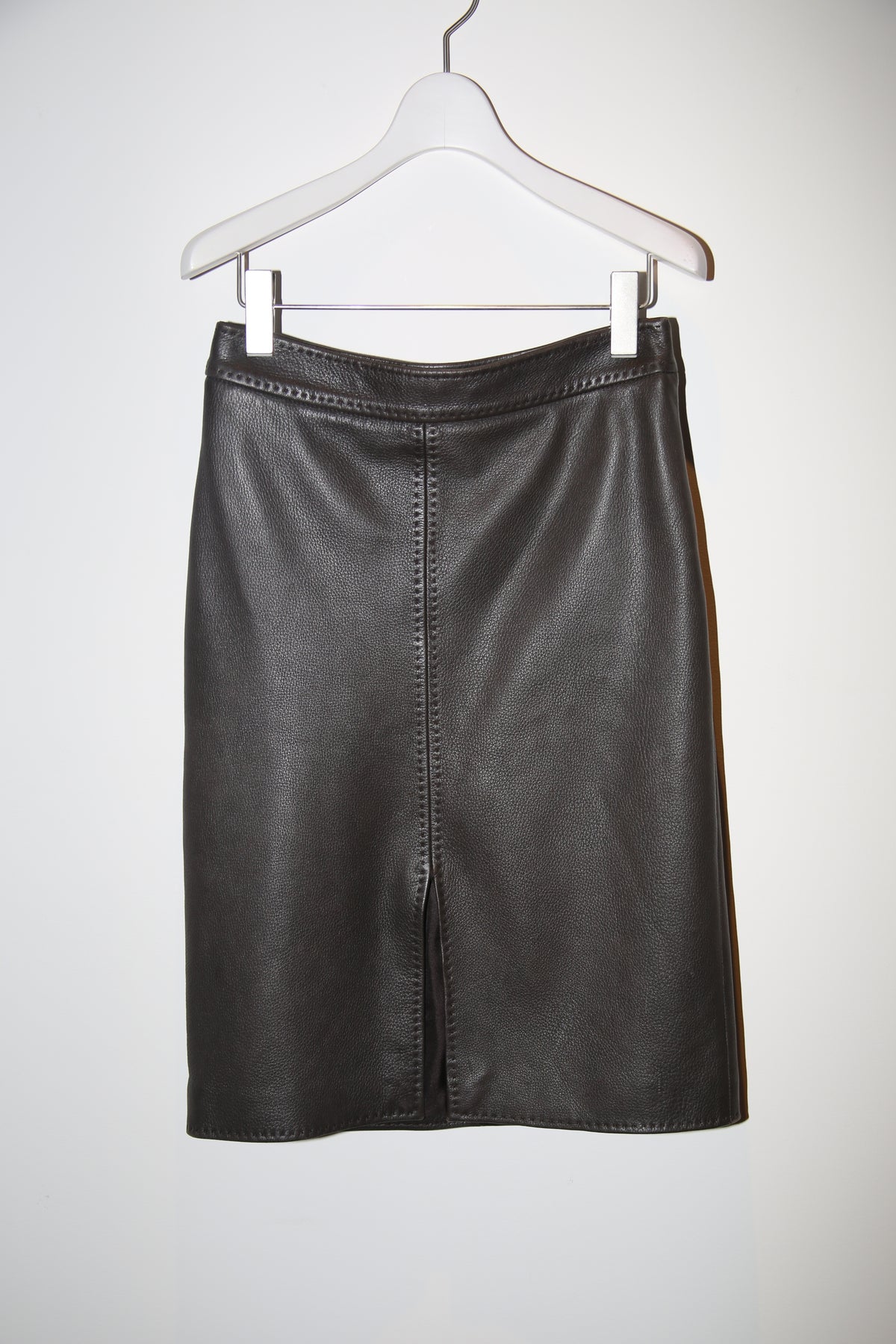 2000 LORO PIANA / DEER SKIN LEATHER SKIRT WITH HAND STITCH