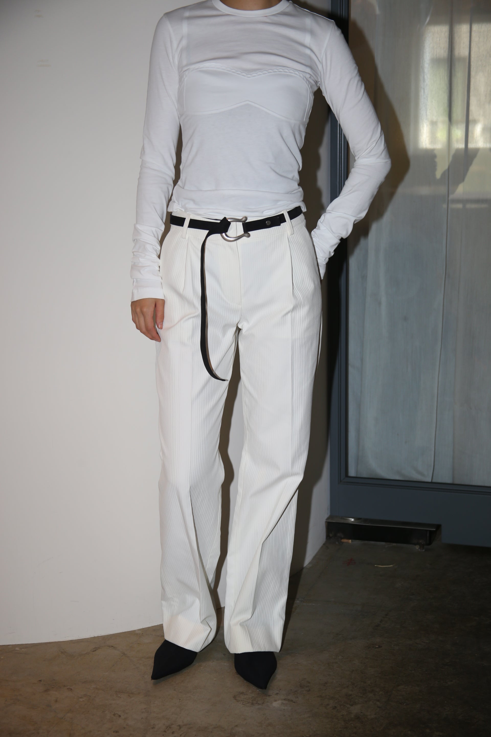 2001 CHANEL / PIQUE TROUSER IN COTTON NYLON