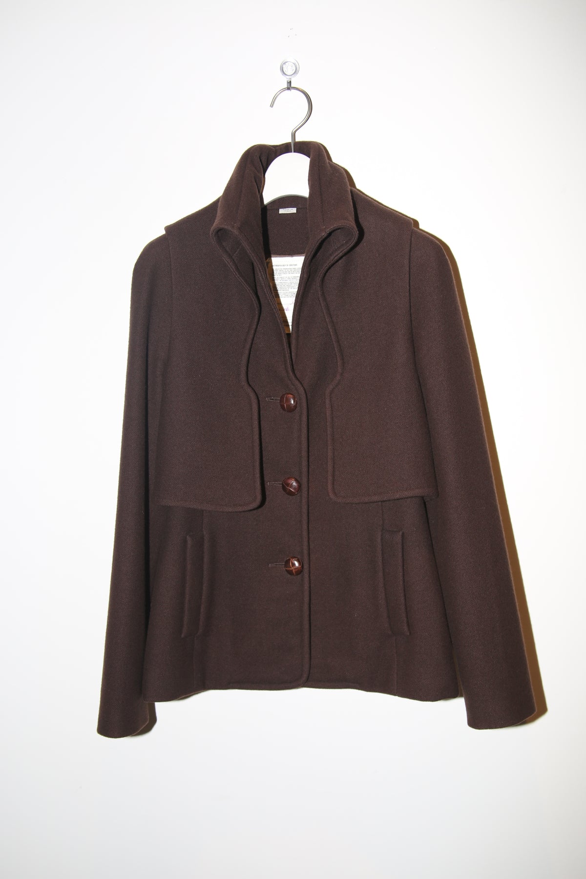 2004 HUSSEIN CHALAYAN / WOOL LAYER JACKET IN BROWN