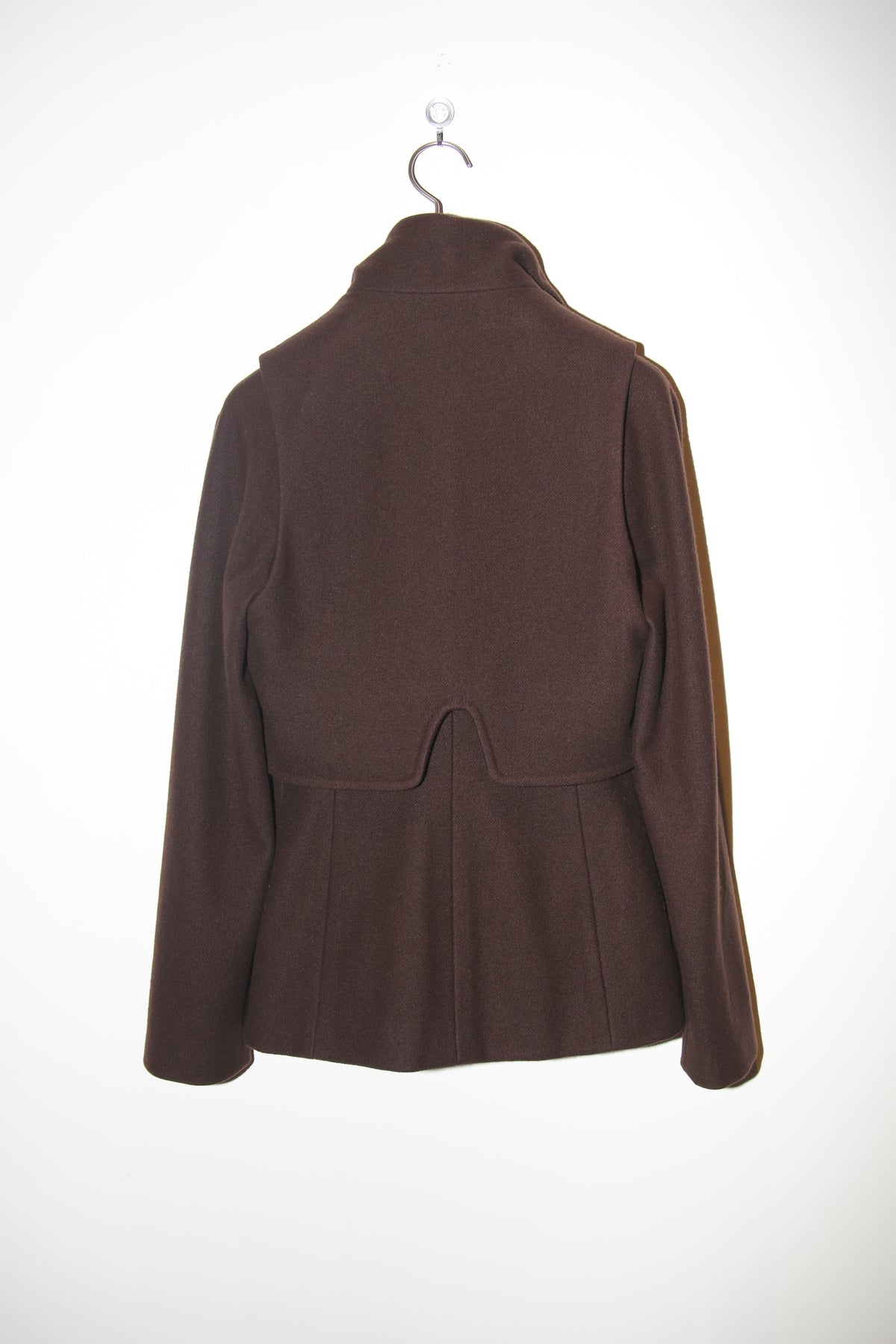 2004 HUSSEIN CHALAYAN / WOOL LAYER JACKET IN BROWN