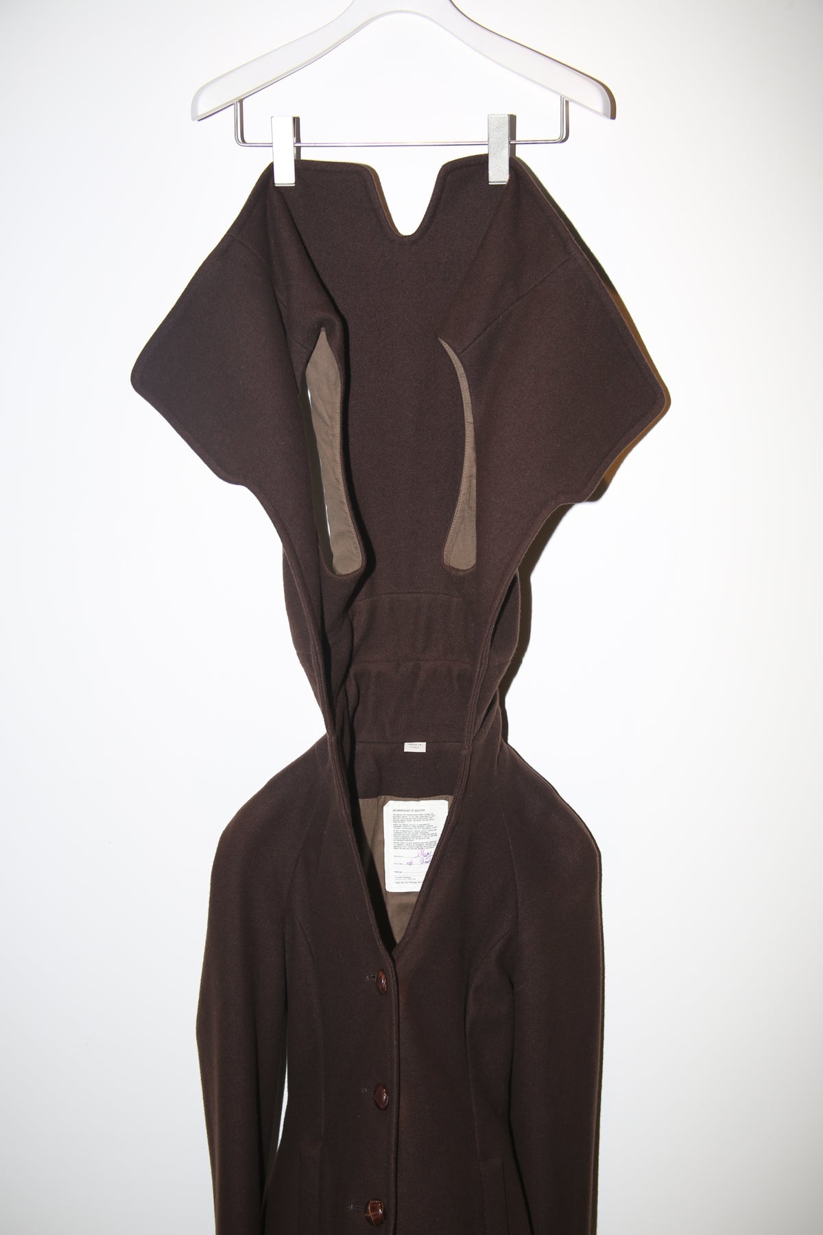 2004 HUSSEIN CHALAYAN / WOOL LAYER JACKET IN BROWN