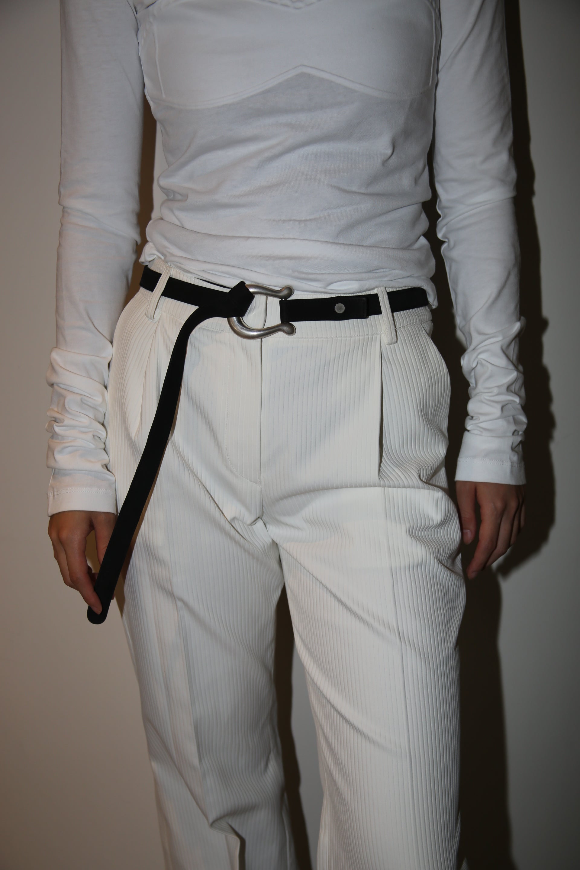 2001 CHANEL / PIQUE TROUSER IN COTTON NYLON