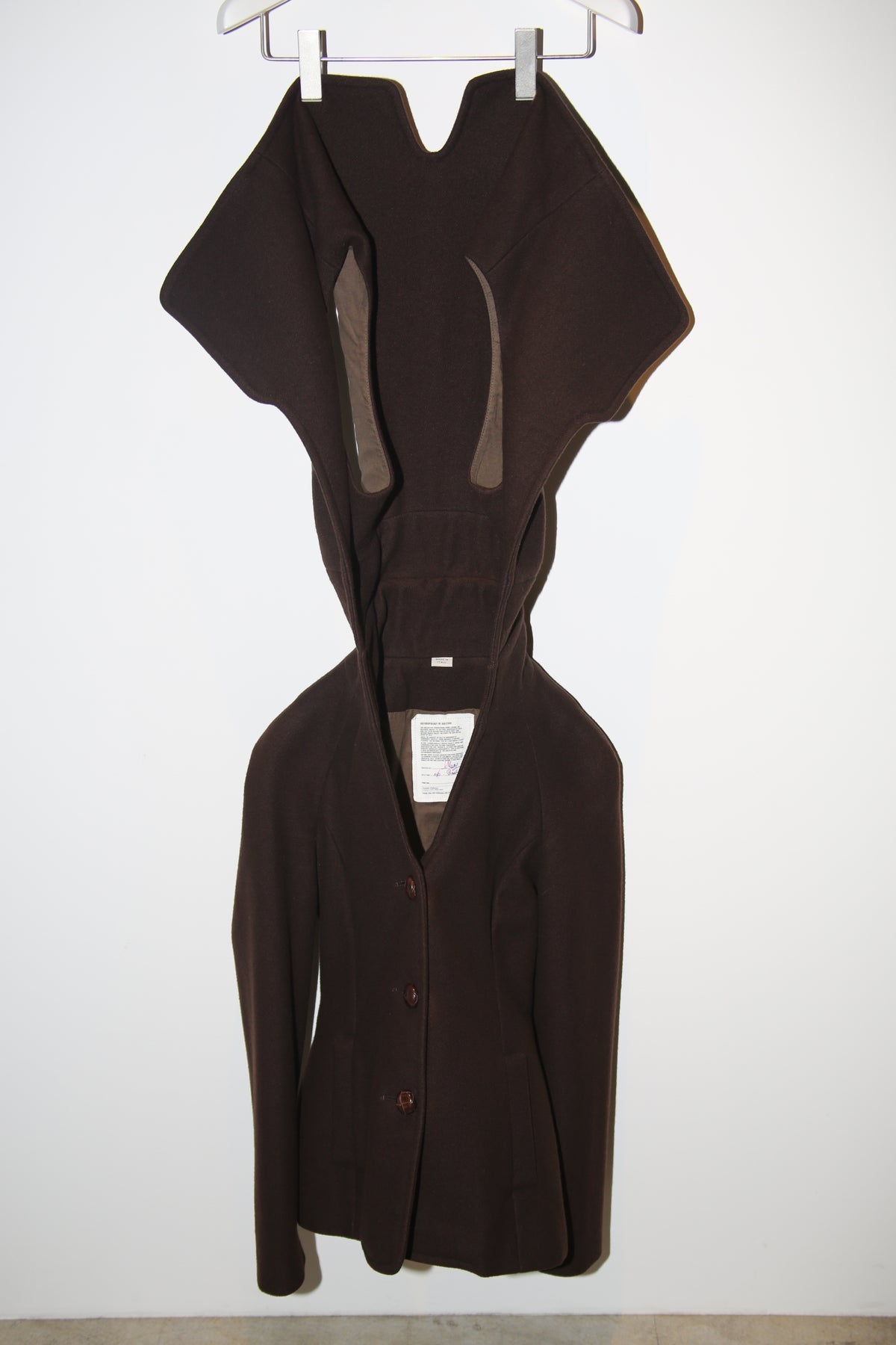 2004 HUSSEIN CHALAYAN / WOOL LAYER JACKET IN BROWN
