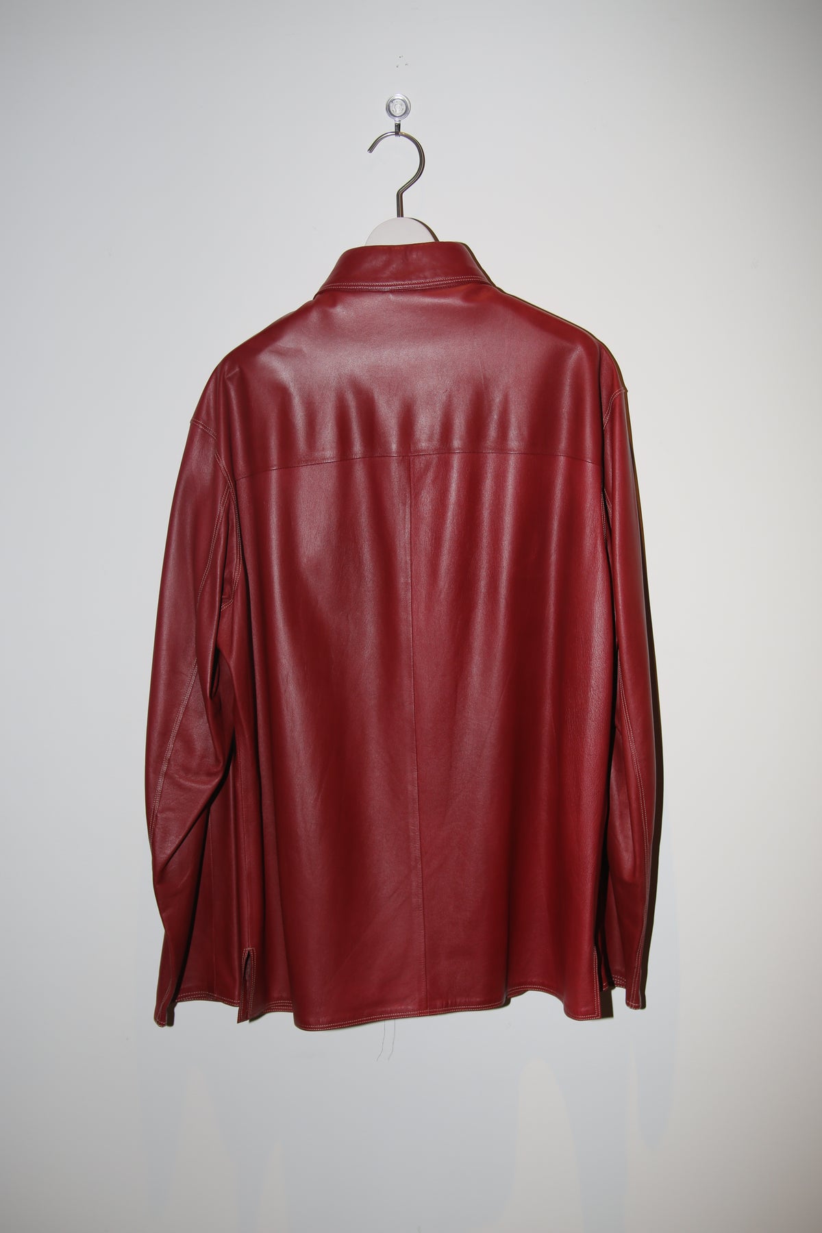 2000 HERMES / LAMBS LEATHER SHIRT IN BURGUNDY