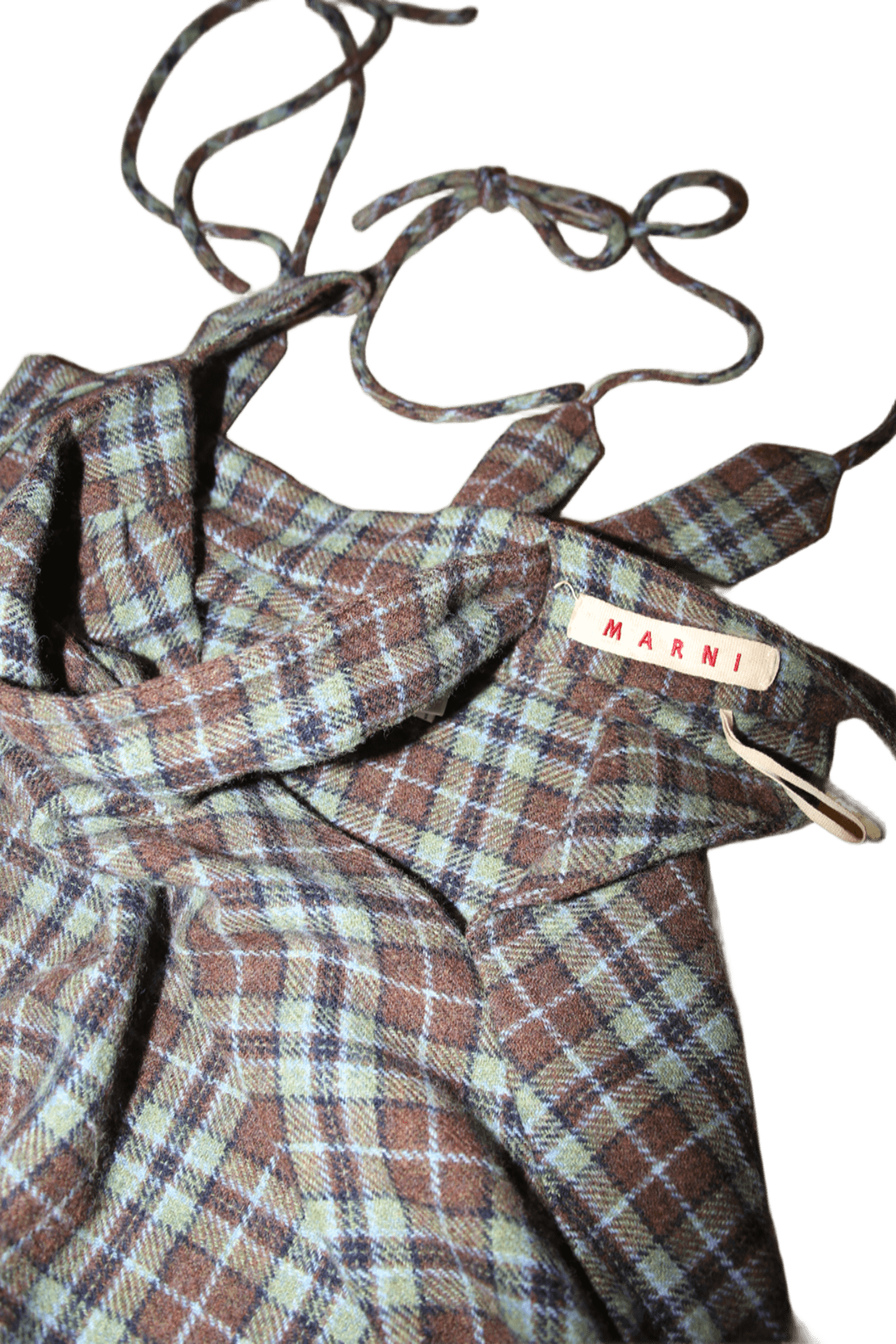 1990 MARNI / WOOL PLAID JUMP SKIRT WITH STRAP