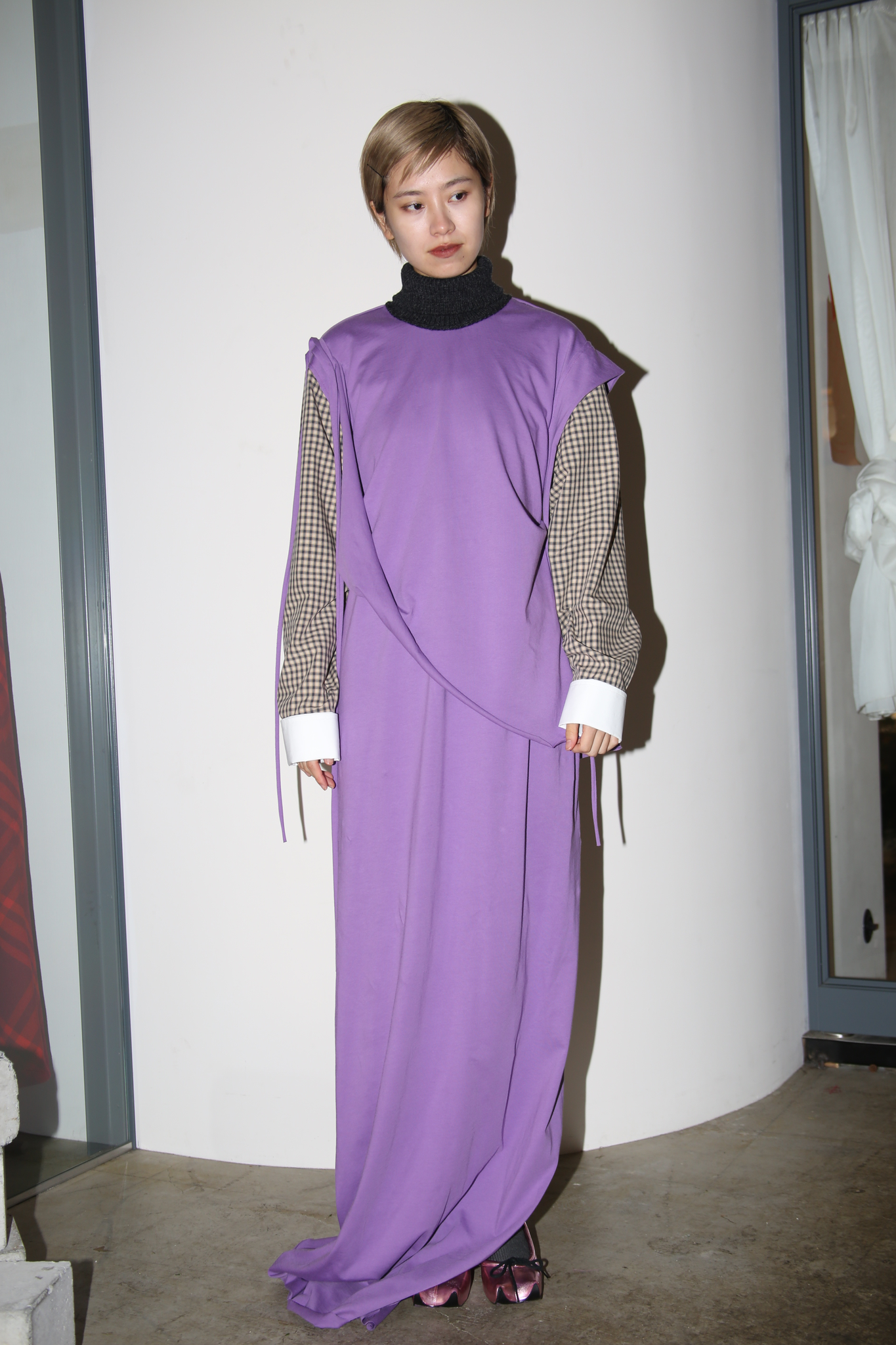 MERYLL ROGGE / DRAPED T-SHIRT DRESS IN LILAC