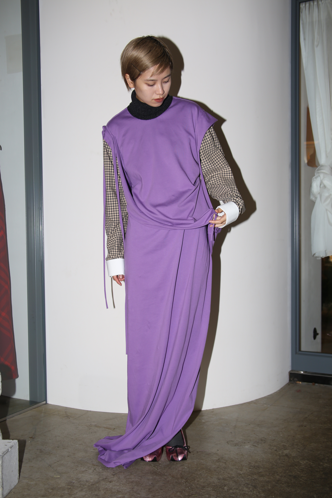 MERYLL ROGGE / DRAPED T-SHIRT DRESS IN LILAC