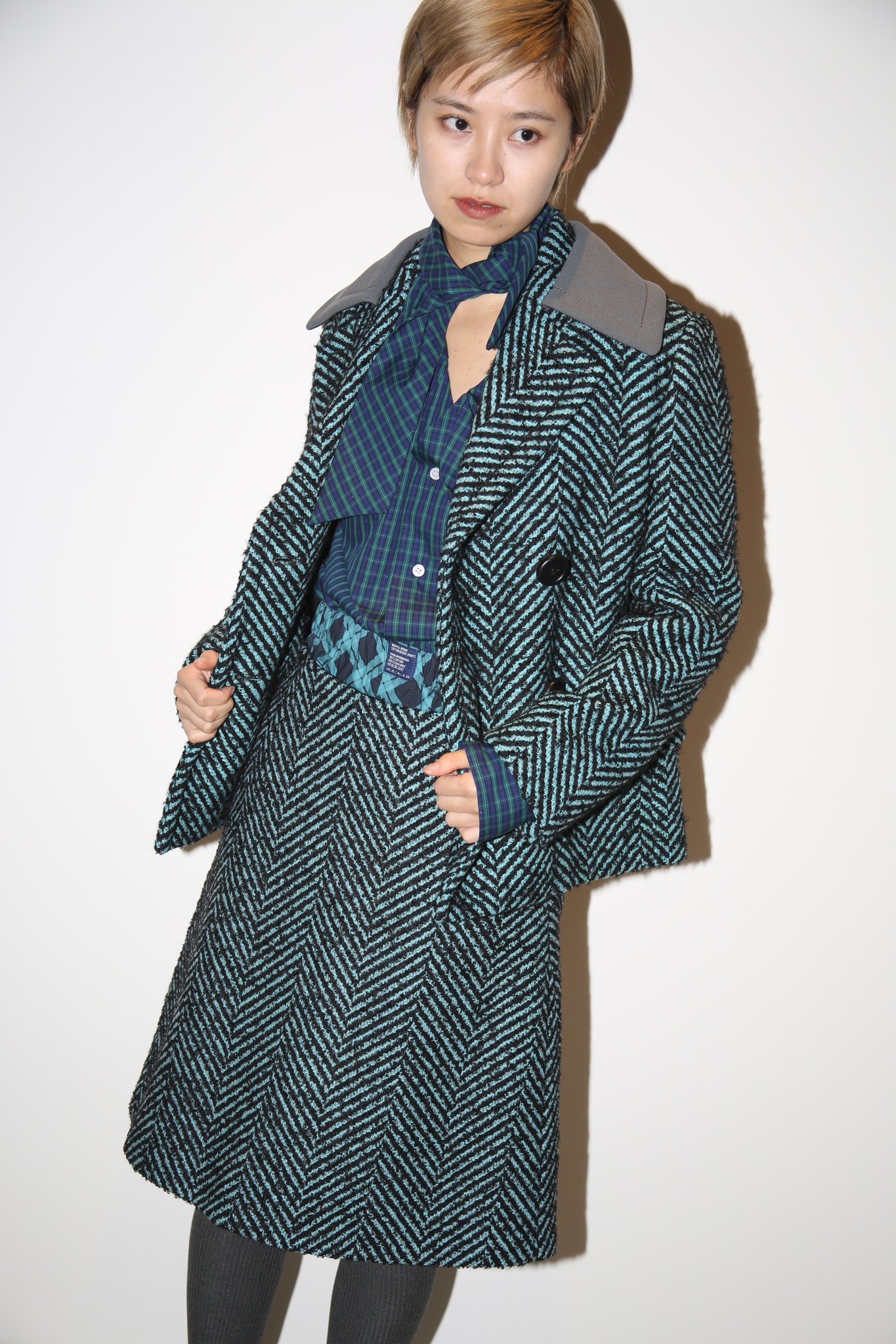 PRADA / TEAL TWEED SKIRT SUITS <ENSEMBLE>