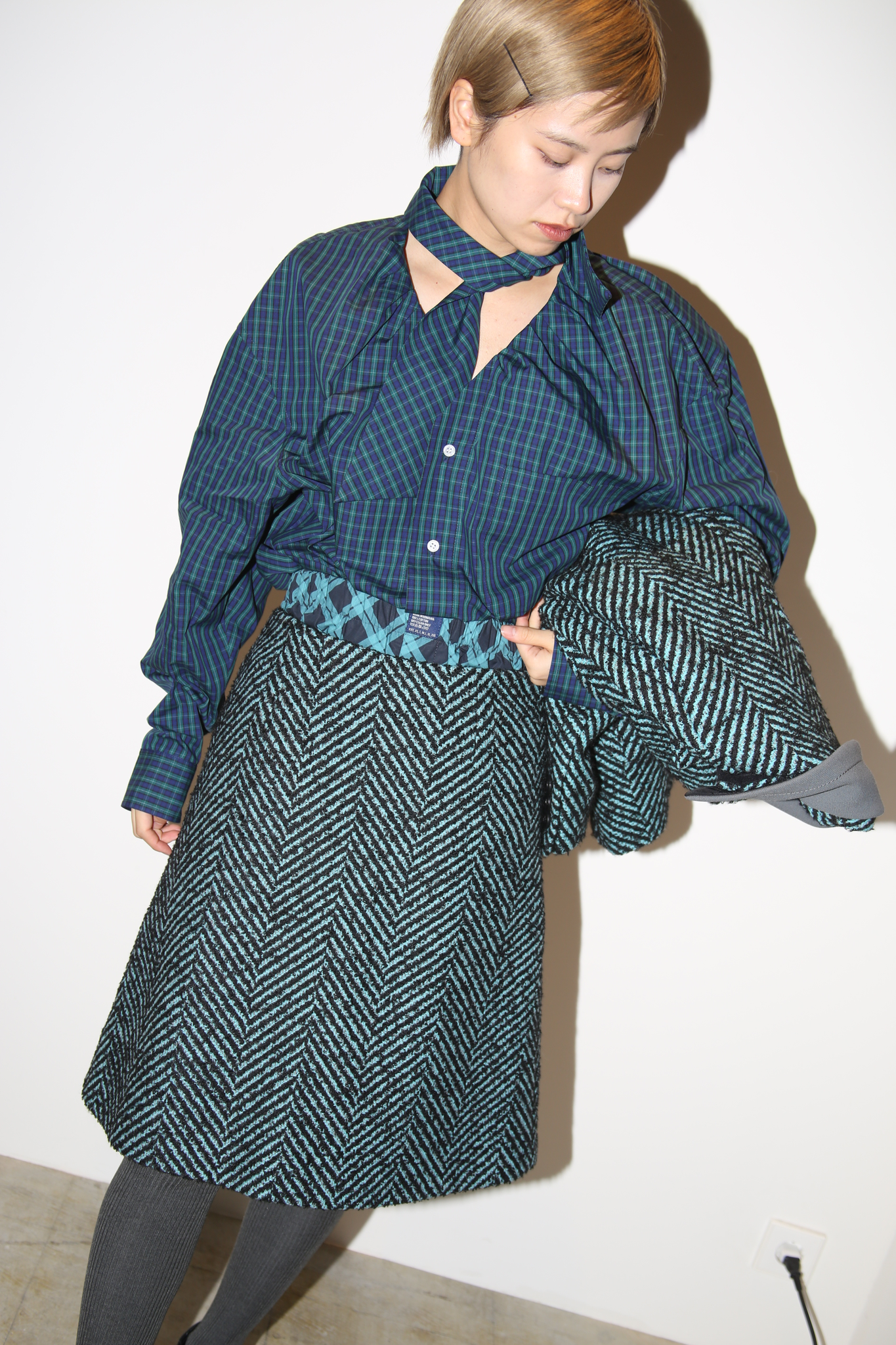 PRADA / TEAL TWEED SKIRT SUITS <ENSEMBLE>