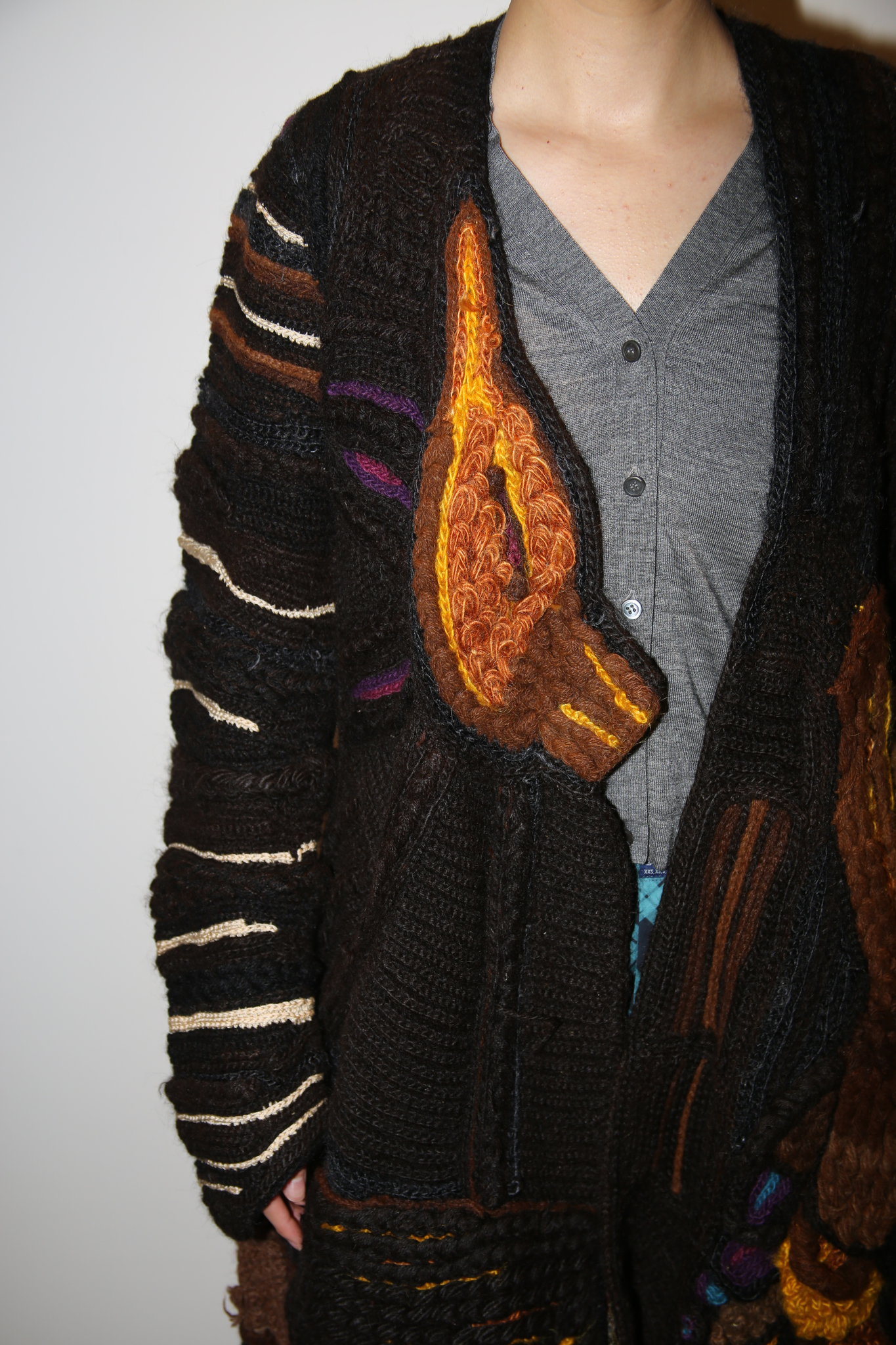 1960 VINTAGE / ARTISANAL WOOL KNIT COAT ALL BY HAND MADE