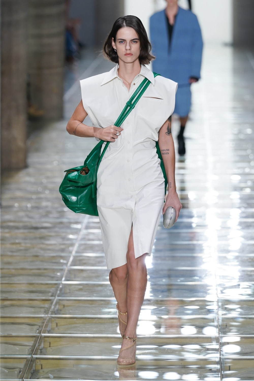 BOTTEGA VENETA / OVER SHOULDER COTTON DRAPING DRESS