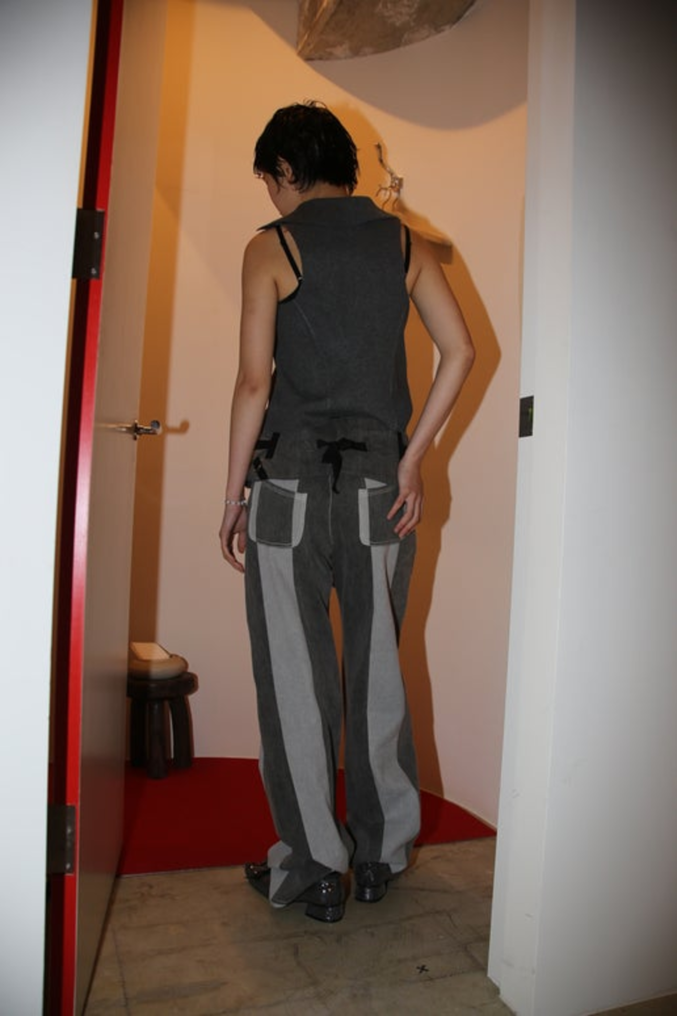 PAULA CANOVAS DEL VAS / STRAP BELT IN GRAY DENIM