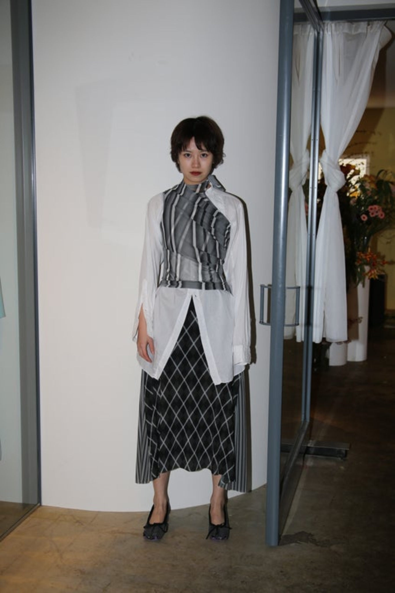 PAULA CANOVAS DEL VAS / POLO MESH SKIRT IN BLACK