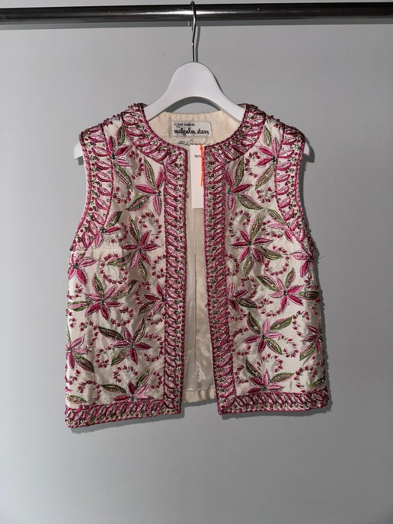 1960 MALCOM STAR / COUTURE EMBROIDERY SILK VEST WITH BIJOU