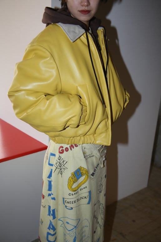 MERYLL ROGGE / LEATHER BOMBER JACKET WITH DETACHABLE HOOD