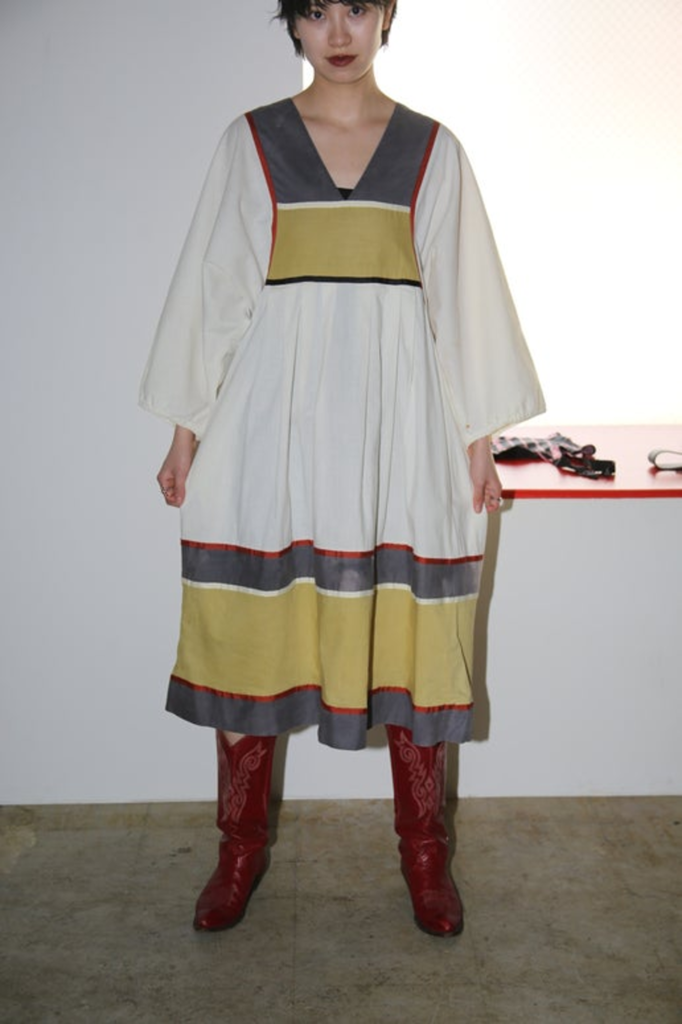1970 KRIST GUNDNASON / INDIAN STYLE BOHO DRESS IN COTTON