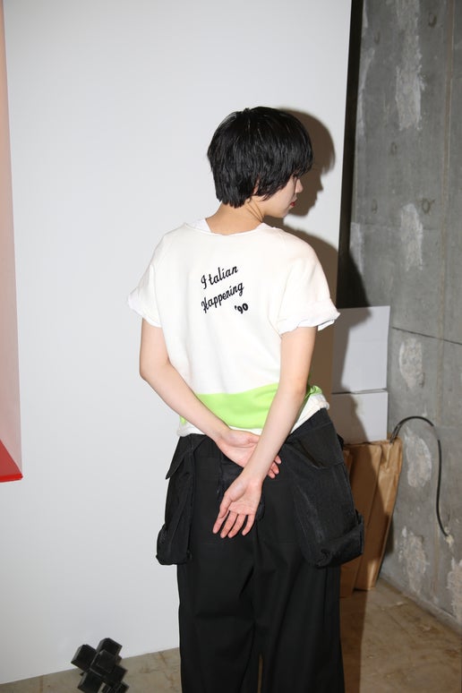 1990 VINTAGE / CUT OFF SWEAT SHIRT WITH FLOCKY PRINT