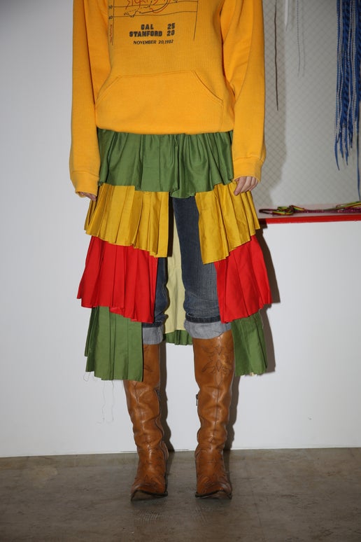1970 VINTAGE / TIERD FRILL WRAP SKIRT IN COTTON