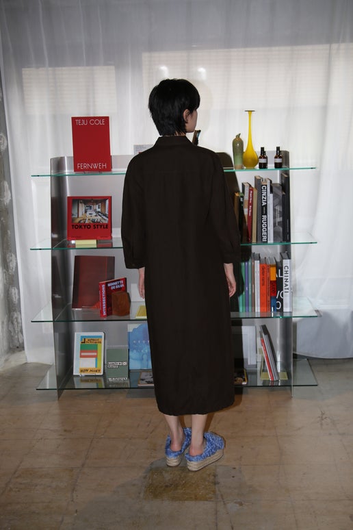 2000 MAX MARA / LINEN SHIRT DRESS IN CHOCOLATE