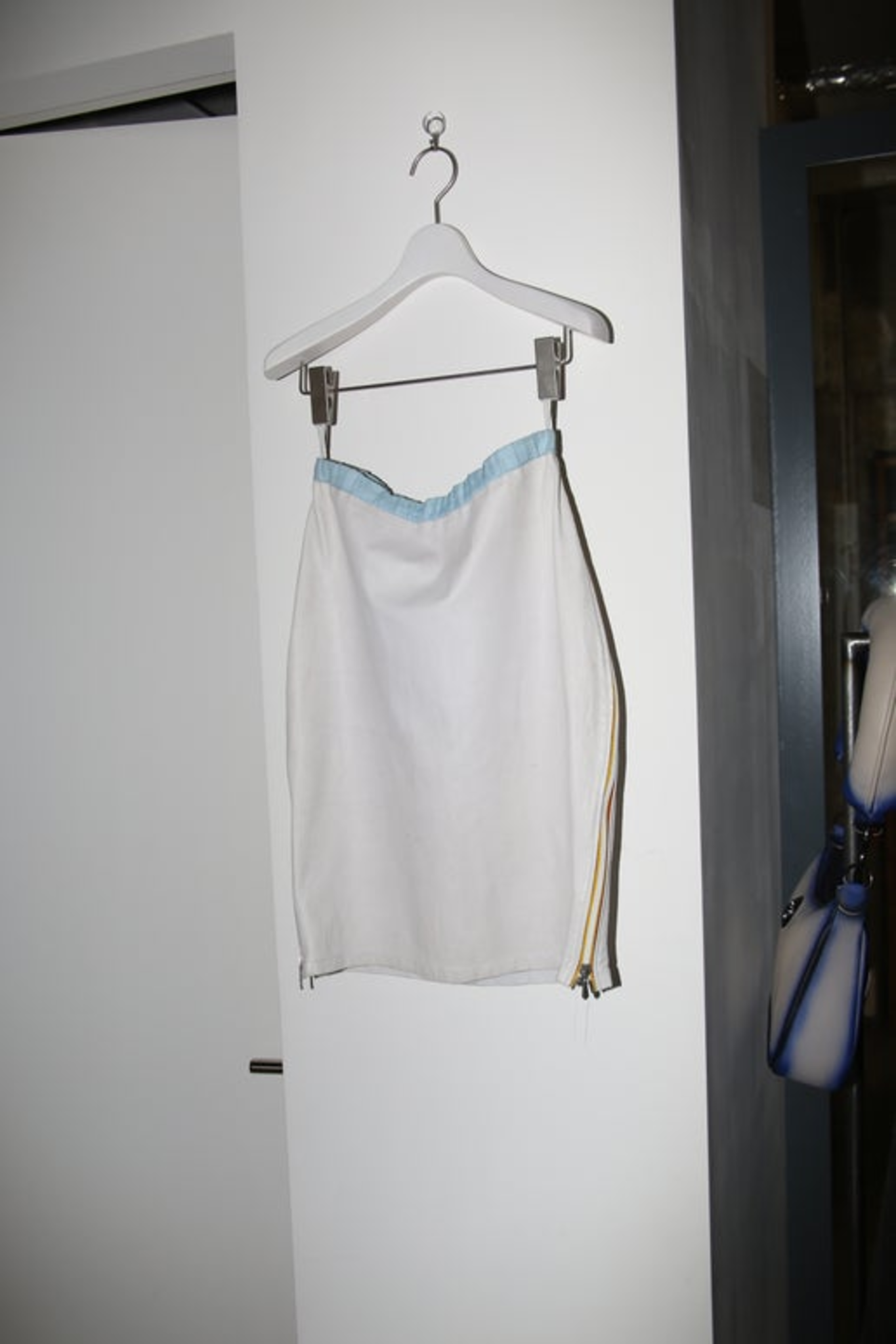 1990 MIU MIU / LEATHER PENCIL SKIRT WITH DOUBLE ZIPPER