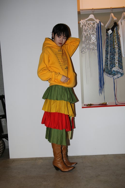 1970 VINTAGE / TIERD FRILL WRAP SKIRT IN COTTON