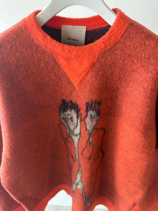 KOTA GUSHIKEN / PORTRAIT OF SCHIELE WITH RAISED ARMS IN ORANGE