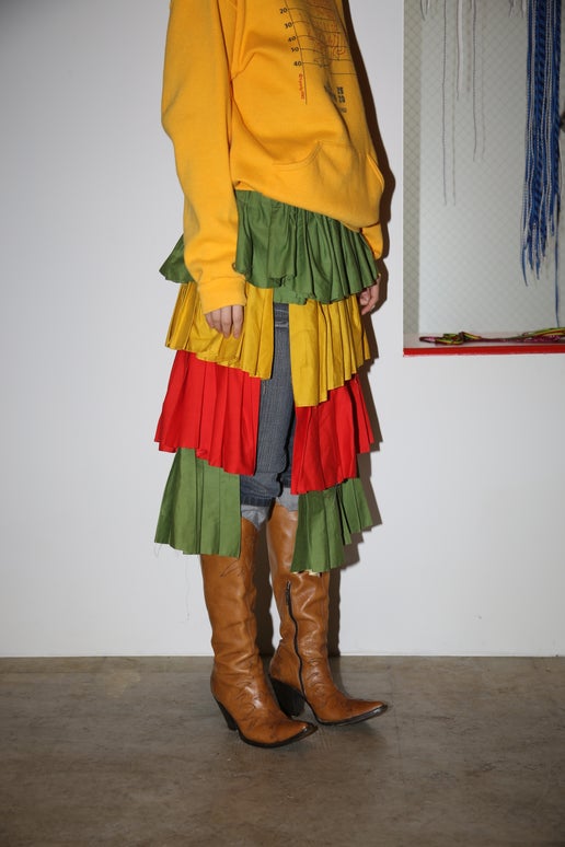 1970 VINTAGE / TIERD FRILL WRAP SKIRT IN COTTON