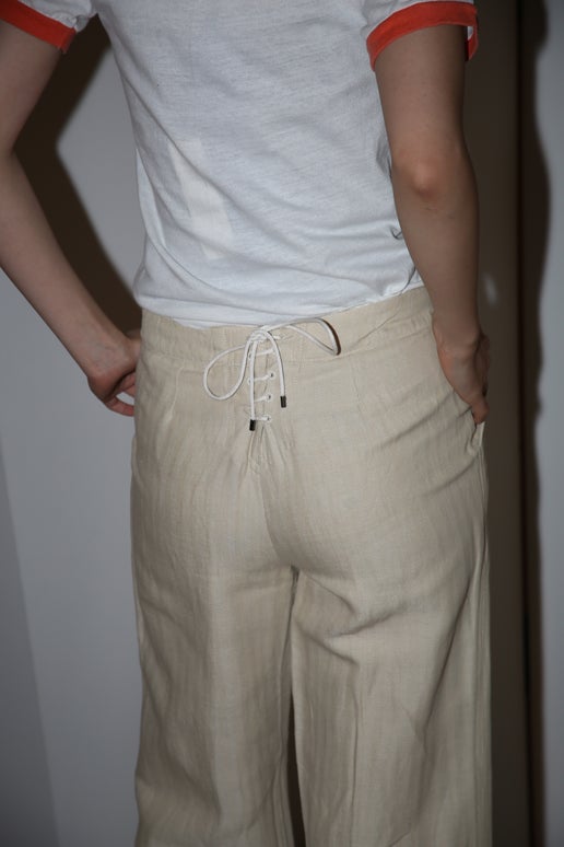 2000 MARELLA / LINEN HERING BORNE SAILOR PANTS WITH LACE UP