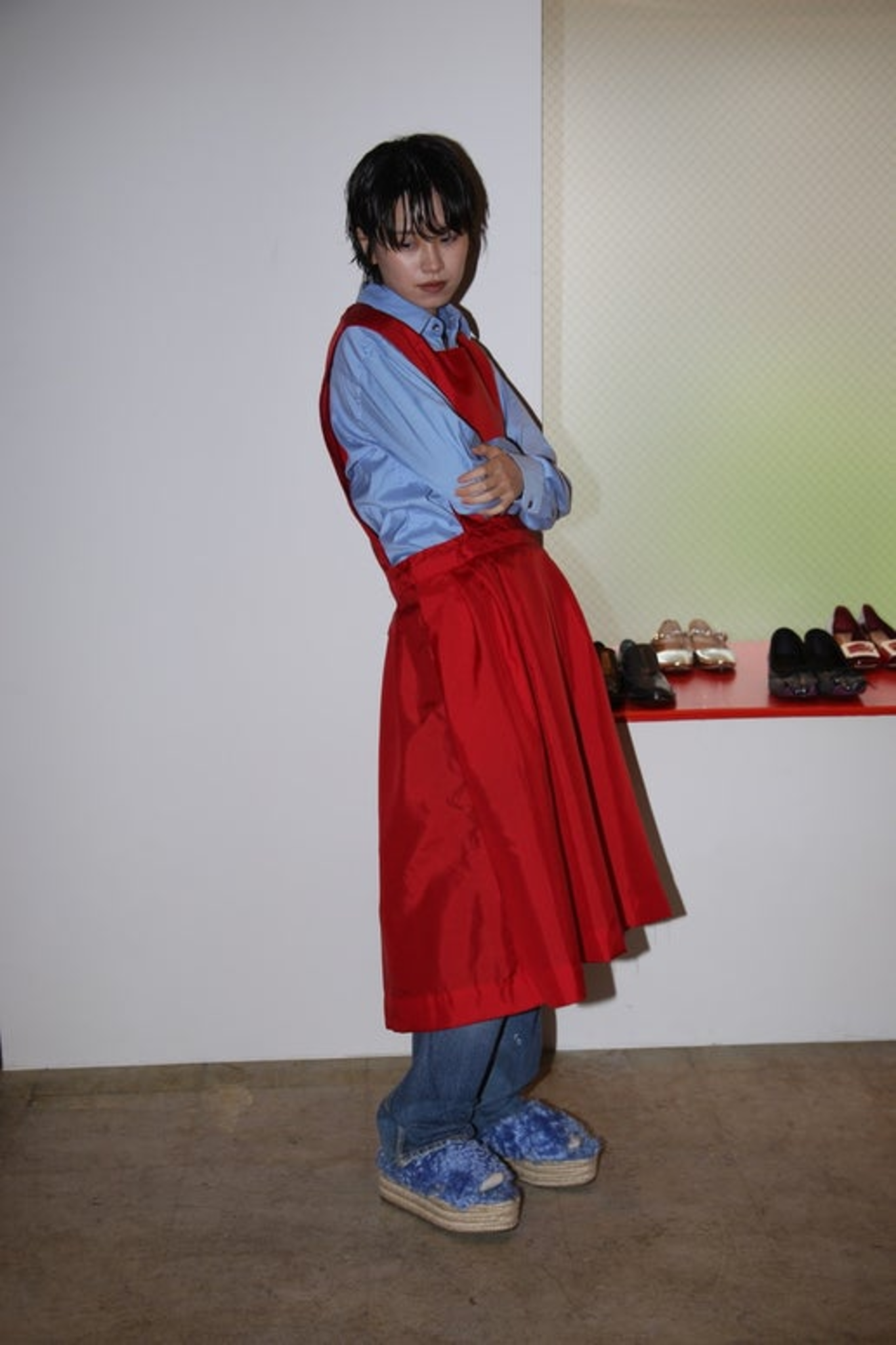 1960 VINTAGE / NYLON TAFFETA DRESS SIDE OPEN