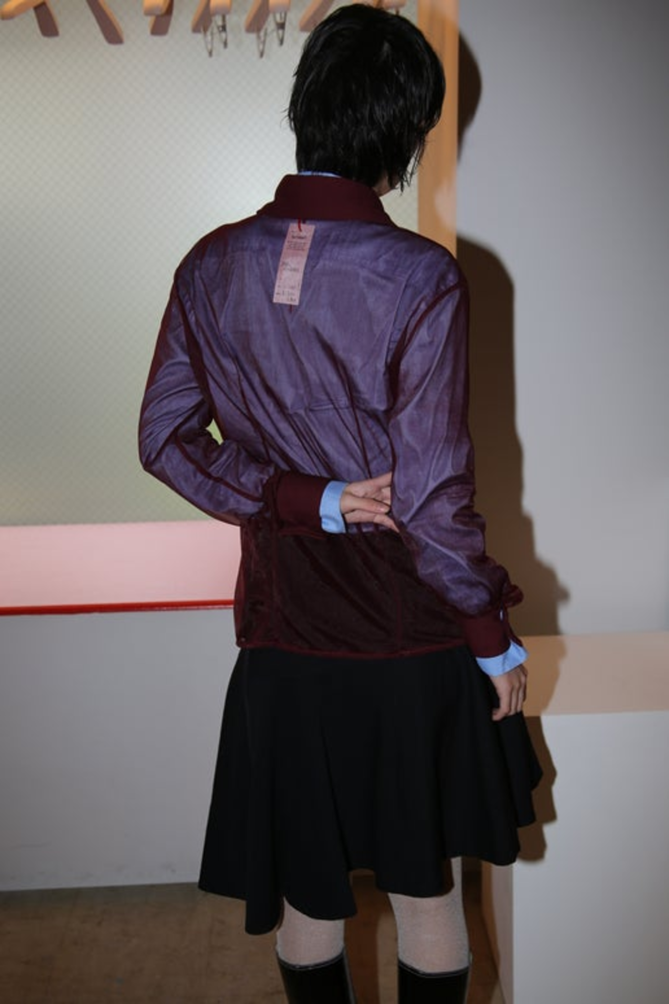 1970 VINTAGE / TRANSPARENT DRESS SHIRT IN BURGUNDY