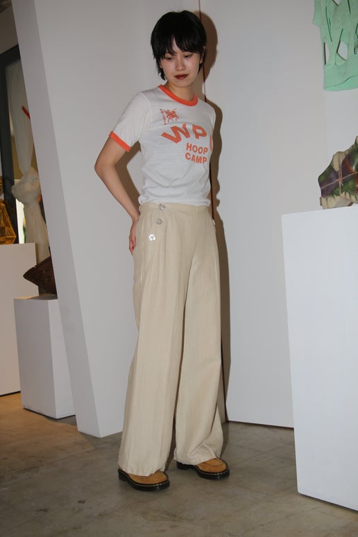 2000 MARELLA / LINEN HERING BORNE SAILOR PANTS WITH LACE UP