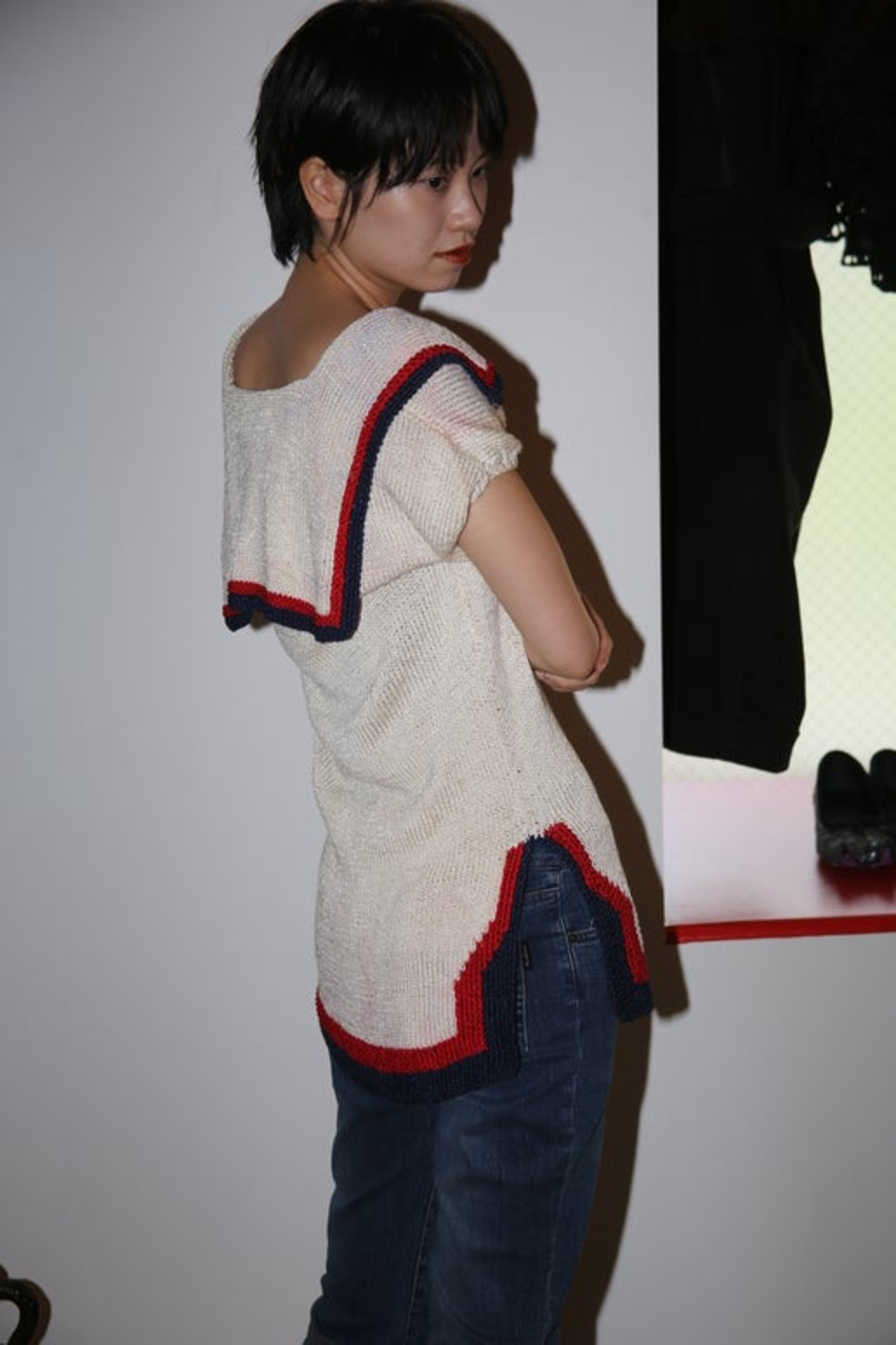 1970 VINTAGE / SUMMER KNIT TOP WITH SAILOR COLLAR