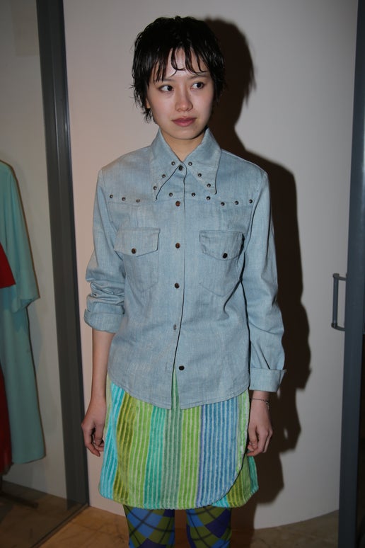 1970 VINTAGE / CRAFT DENIM SHIRT WITH STUDS