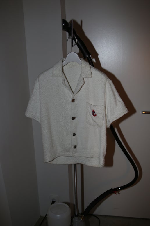 1960 VINTAGE / TERRY CLOTH BEACH SHIRT IN WHITE